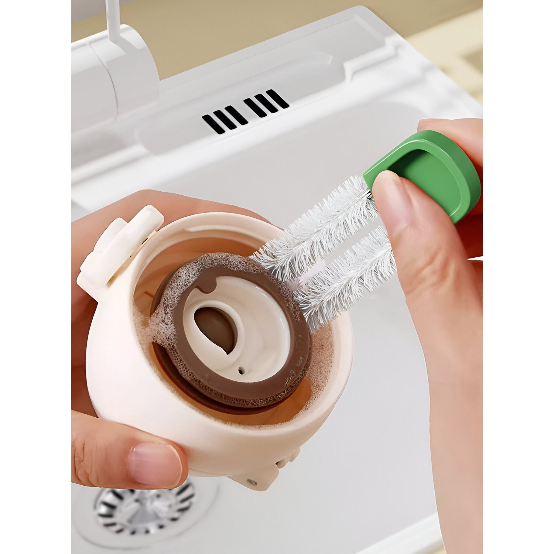 Perie de Curatat Pahare, Cani, Sticle, Kadeny, cu Maner Lung si Burete, Accesorii pentru Spalarea Paielor si Capacelor, usor de Agatat, 27.5x11.4x6cm, Verde