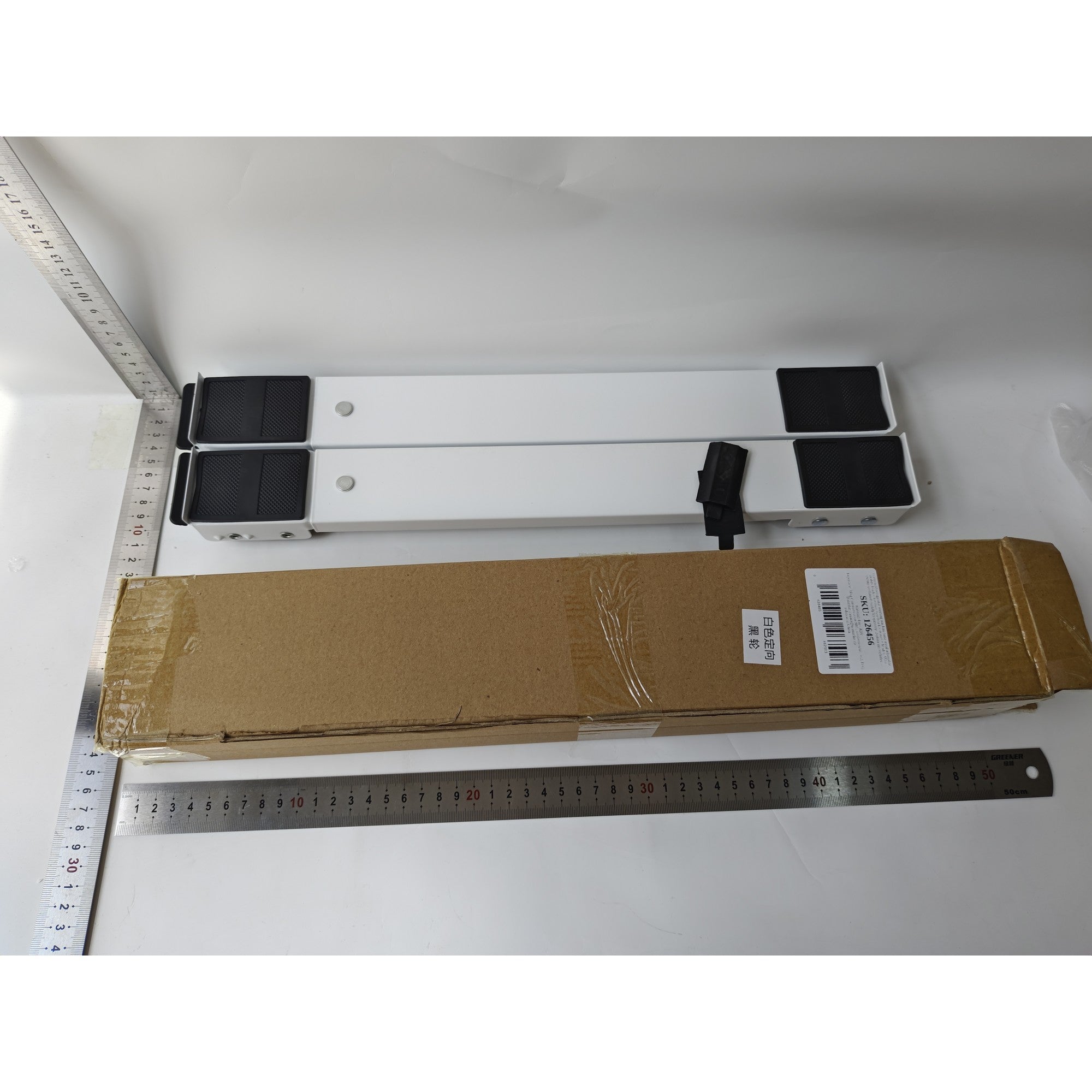 Set Suport Reglabil cu Roti pentru Mutat Mobila, Kaveny, Dimensiune Reglabila, Greutate Maxima 330kg, Benzi Antiderapante, cu Frana, Alb Negru