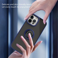 Husa Anti Fall Metal Bracket pentru Apple iPhone 12/ 12 Pro, Rezistenta la socuri, Margini colorate, Cu inel de prindere magnetic, Kaveny, Albastru