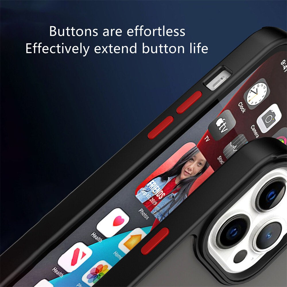 Husa Anti Fall Metal Bracket pentru Apple iPhone 12/ 12 Pro, Rezistenta la socuri, Margini colorate, Cu inel de prindere magnetic, Kaveny, Negru