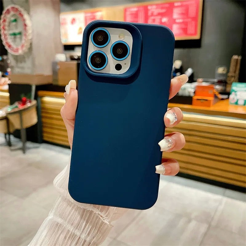 Husa Apple iPhone 14 Pro, Kaveny, din Silicon Lichid, Interior din Microfibra, Lentile Fosforescente de Protectie Camera, Anti Amprenta, Rezistenta la Socuri, Albastru Marin