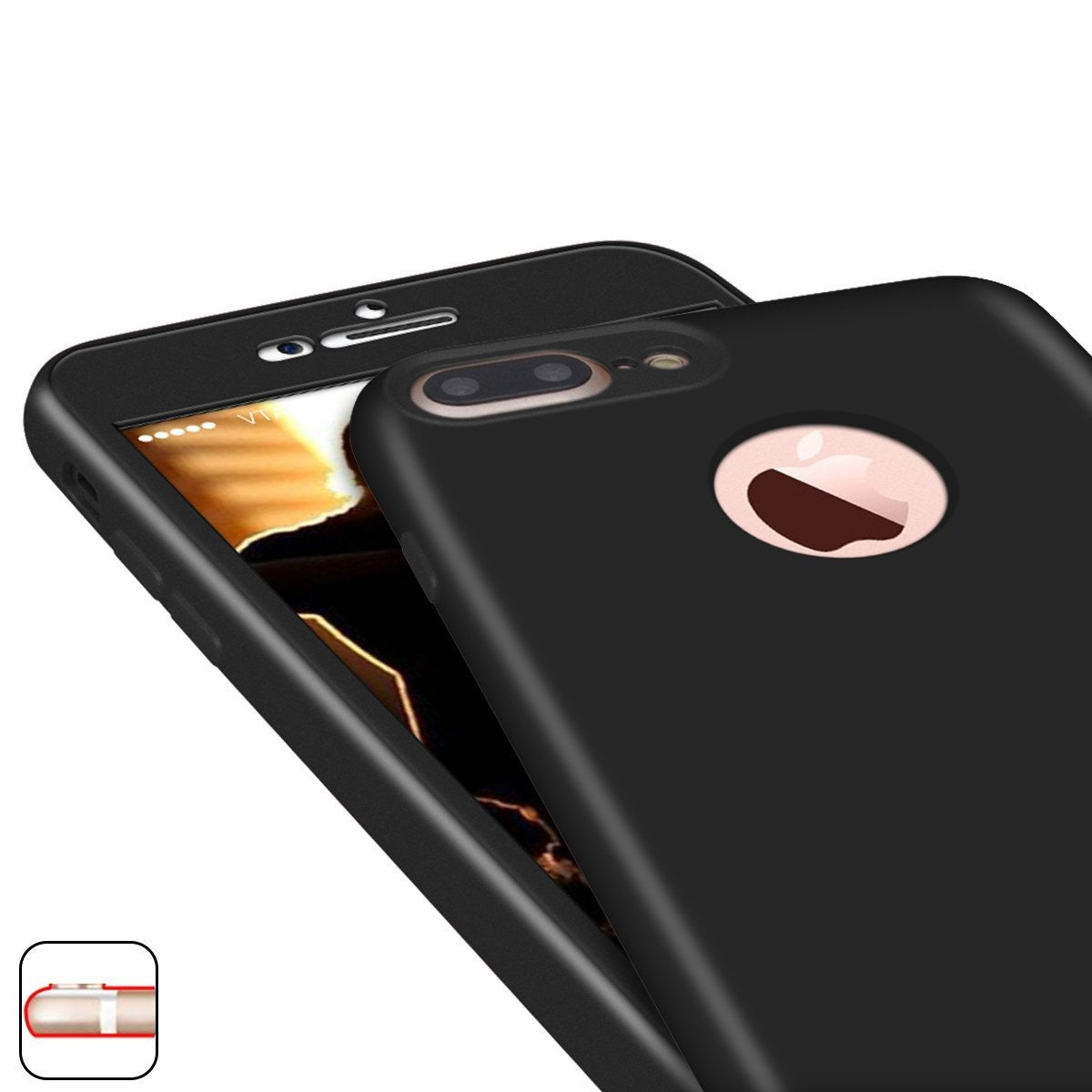 Husa Apple iPhone 7 Plus Full Silicone 360 Negru