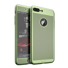 Husa de Protectie, Kaveny, pentru Apple iPhone 7 Plus, Full Cover 360 Air cu Gauri si Folie de Protectie, Plastic, Verde