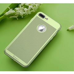 Husa de Protectie, Kaveny, pentru Apple iPhone 7 Plus, Full Cover 360 Air cu Gauri si Folie de Protectie, Plastic, Verde