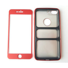 Husa Apple iPhone 8 Plus Full Silicone 360 Rosu + Folie de protectie