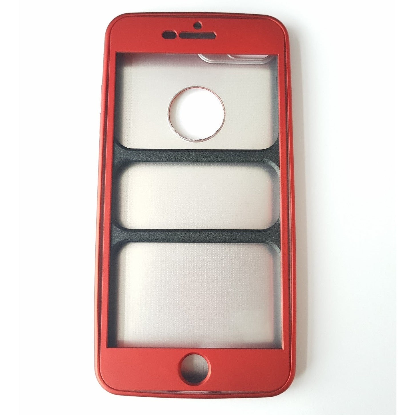 Husa Apple iPhone 8 Plus Full Silicone 360 Rosu + Folie de protectie
