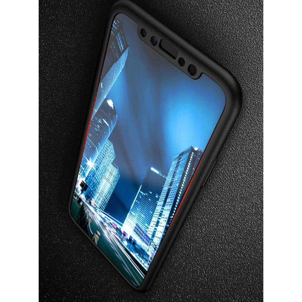 Set Husa si Folie de Protectie, Kadeny, Compatibila cu Apple iPhone X, Full Cover 360°, Plastic + Sticla, Negru