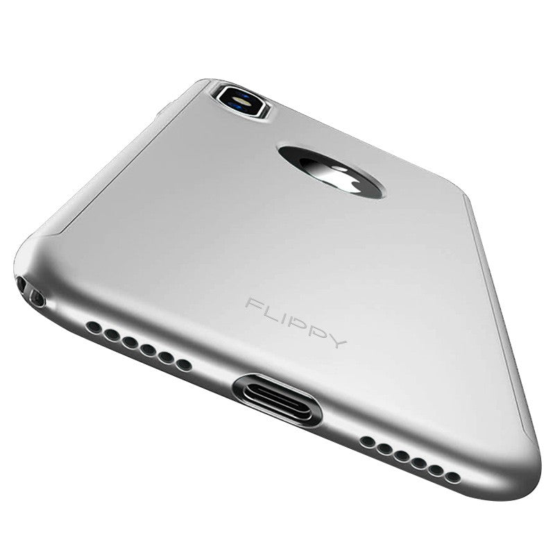 Set Husa si Folie de Protectie, Kadeny, Compatibila cu Apple iPhone X, Full Cover 360°, Plastic + Sticla, Argintiu