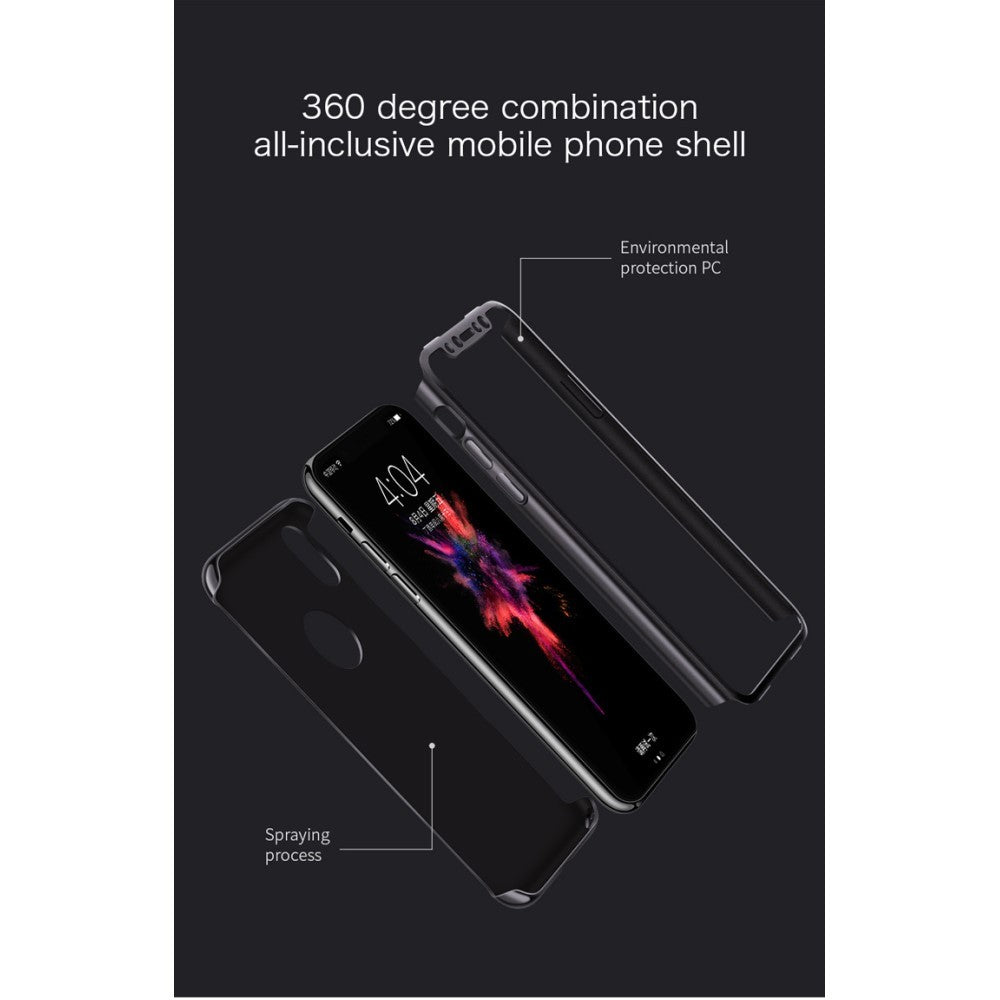 Set Husa si Folie de Protectie, Kadeny, Compatibila cu Apple iPhone X, Full Cover 360°, Plastic + Sticla, Argintiu