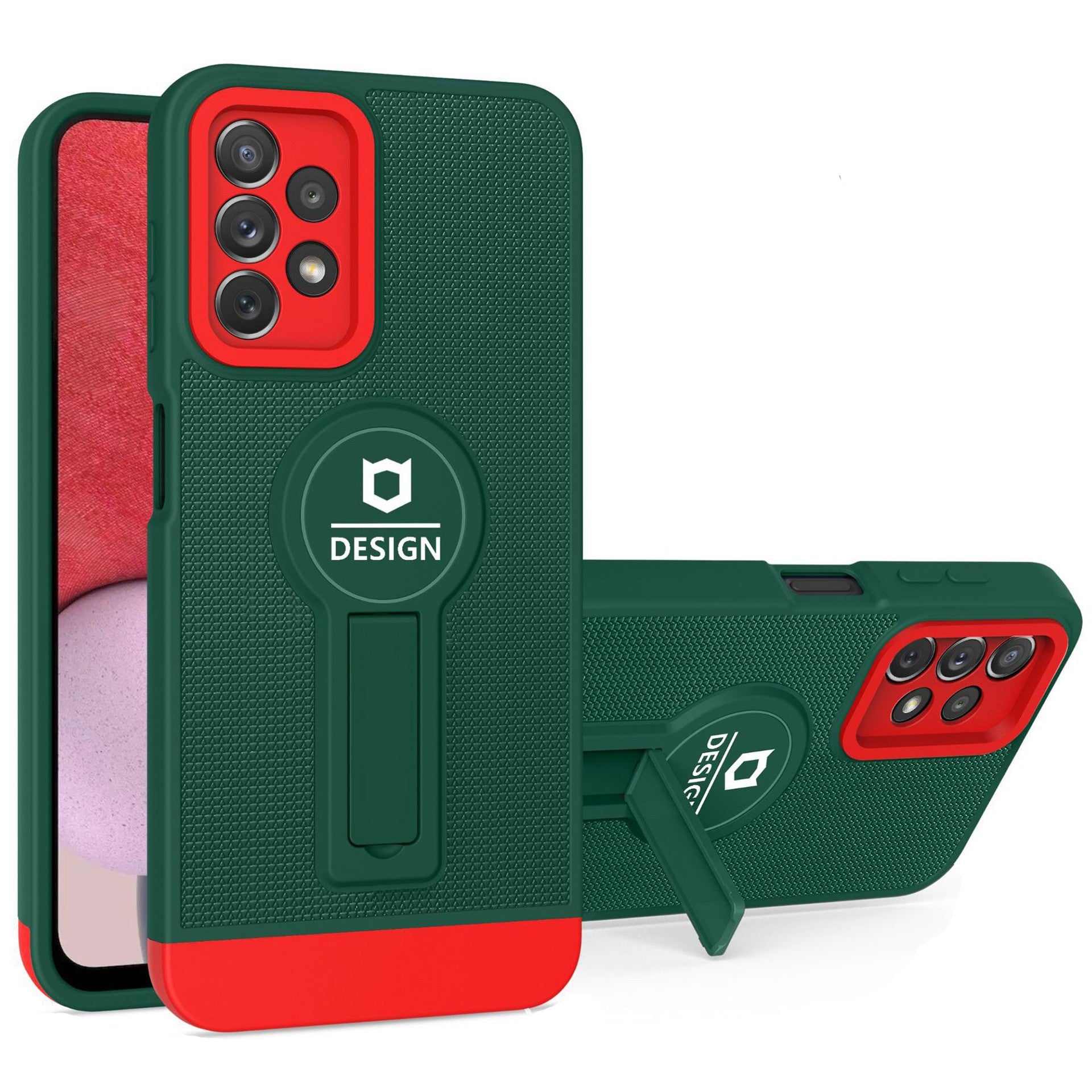 Husa Armor Design cu Stand pentru iPhone 11 Pro Max, Verde/Rosu, Suport Auto Magnetic, Wireless Charge, Protectie Antisoc, Kaveny