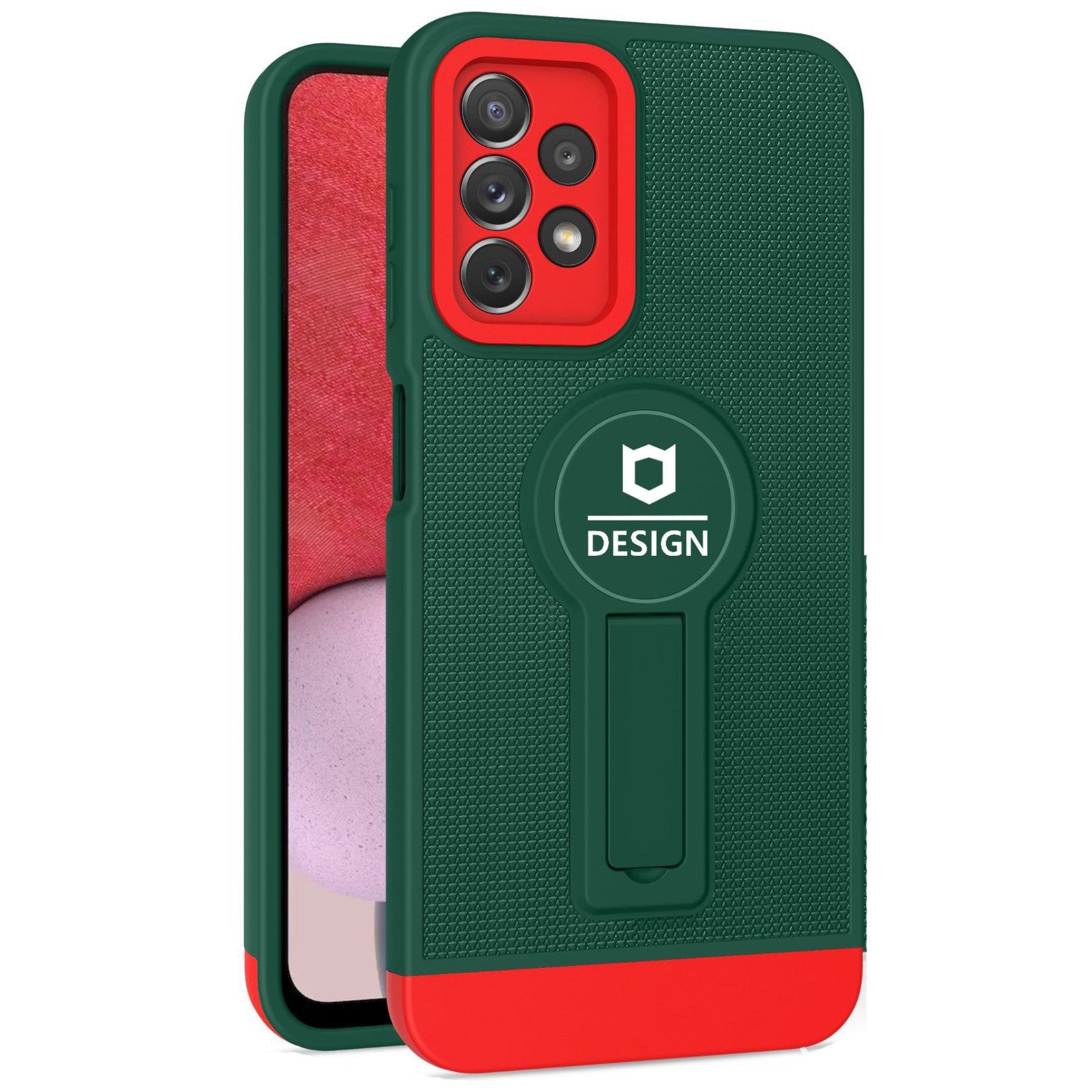 Husa Armor Design cu Stand pentru iPhone 11 Pro, Verde/Rosu, Suport Auto Magnetic, Wireless Charge, Protectie Antisoc, Kaveny