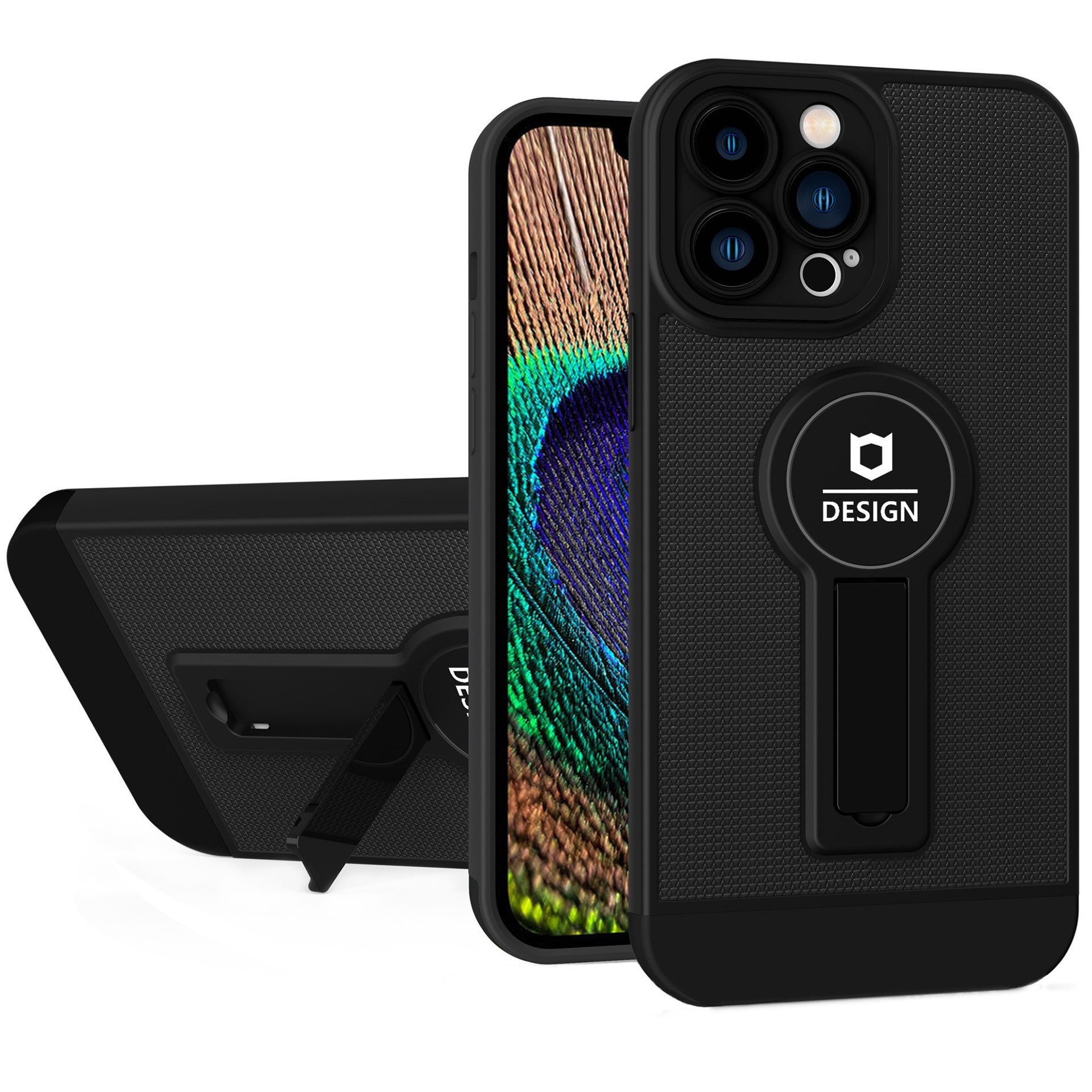 Husa Armor Design cu Stand pentru iPhone 12, Negru, Suport Auto Magnetic, Wireless Charge, Protectie Antisoc, Kaveny