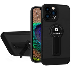 Husa Armor Design cu Stand pentru iPhone 12, Negru, Suport Auto Magnetic, Wireless Charge, Protectie Antisoc, Kaveny