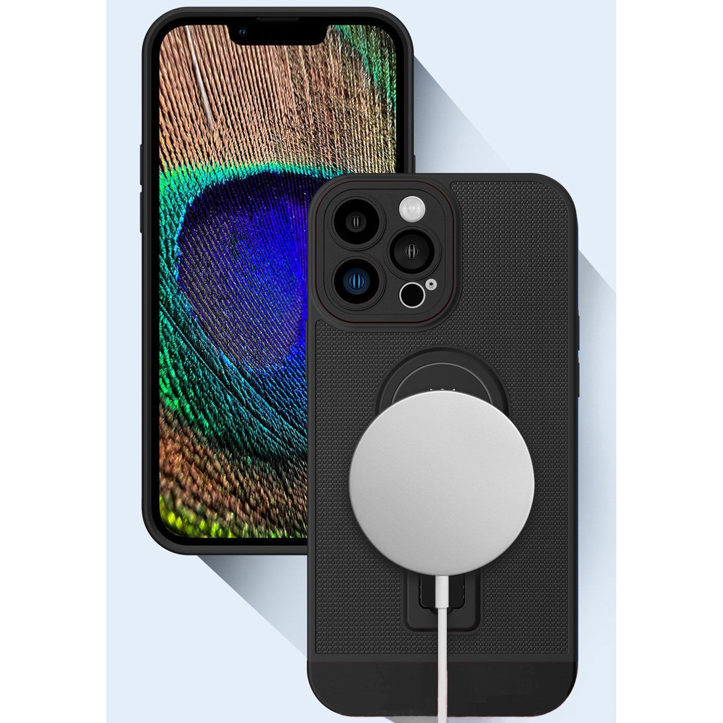 Husa Armor Design cu Stand pentru iPhone 12, Negru, Suport Auto Magnetic, Wireless Charge, Protectie Antisoc, Kaveny