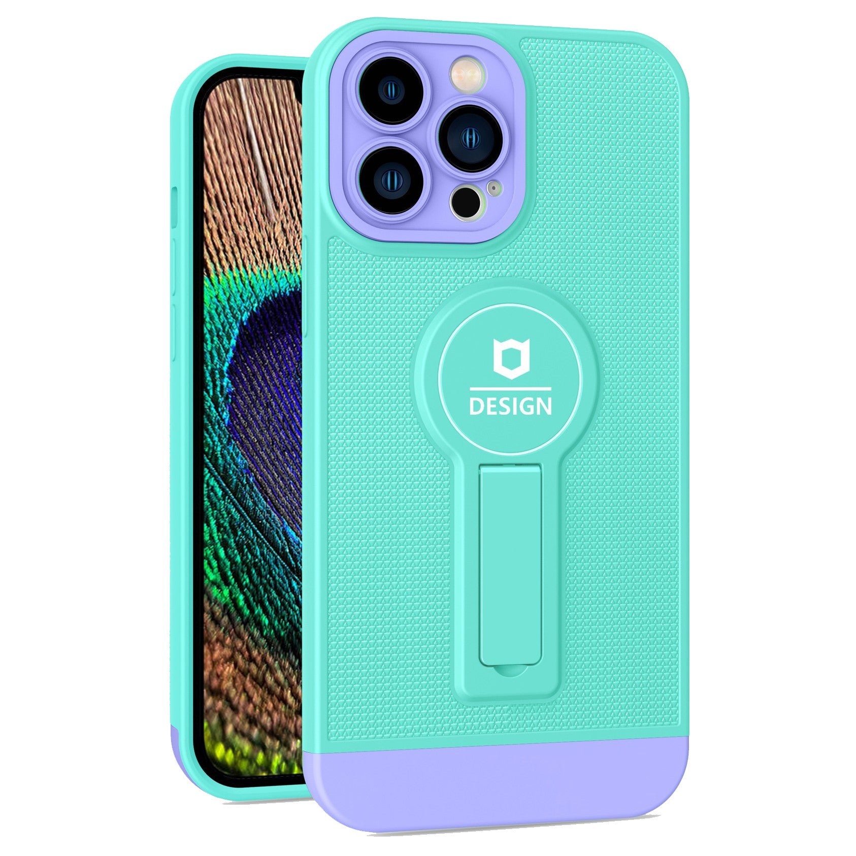 Husa Armor Design cu Stand pentru iPhone 12 Pro, Blue/Mov, Suport Auto Magnetic, Wireless Charge, Protectie Antisoc, Kaveny