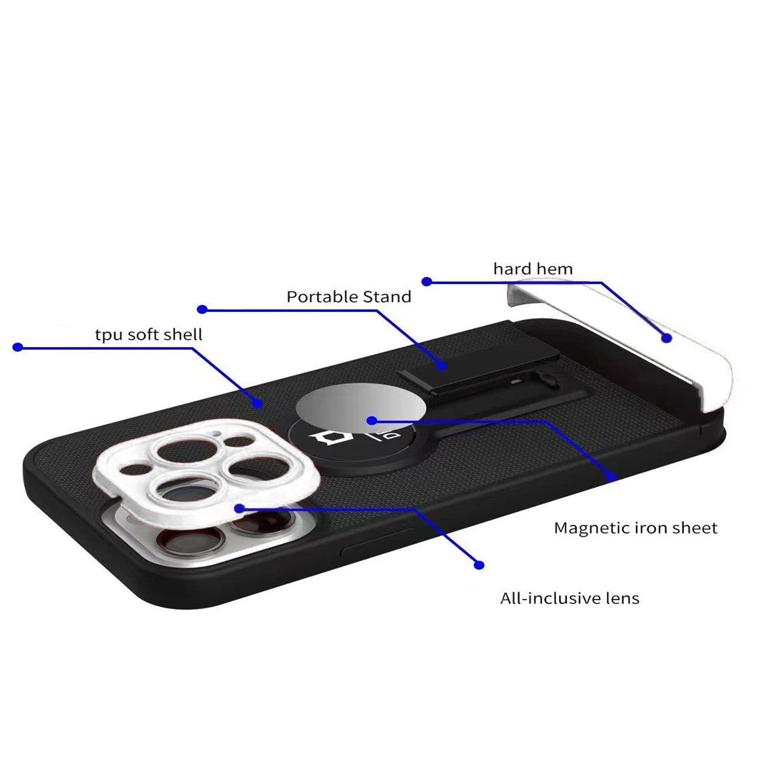 Husa Armor Design cu Stand pentru iPhone 12 Pro Max, Negru/Alb, Suport Auto Magnetic, Wireless Charge, Protectie Antisoc, Kaveny