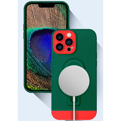 Husa Armor Design cu Stand pentru iPhone 12 Pro Max, Verde/Rosu, Suport Auto Magnetic, Wireless Charge, Protectie Antisoc, Kaveny