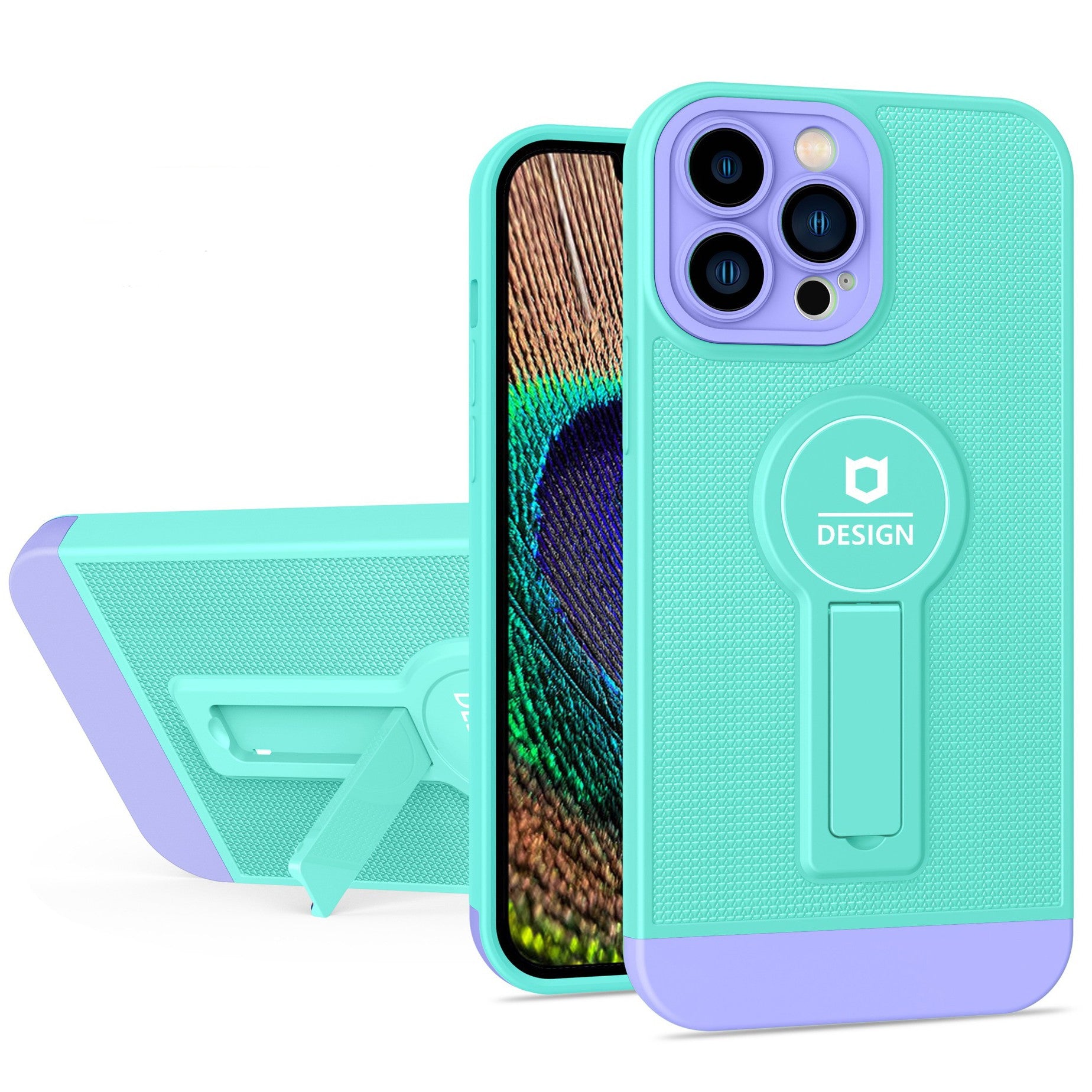 Husa Armor Design cu Stand pentru iPhone 13 Pro Max, Blue/Mov, Suport Auto Magnetic, Wireless Charge, Protectie Antisoc, Kaveny