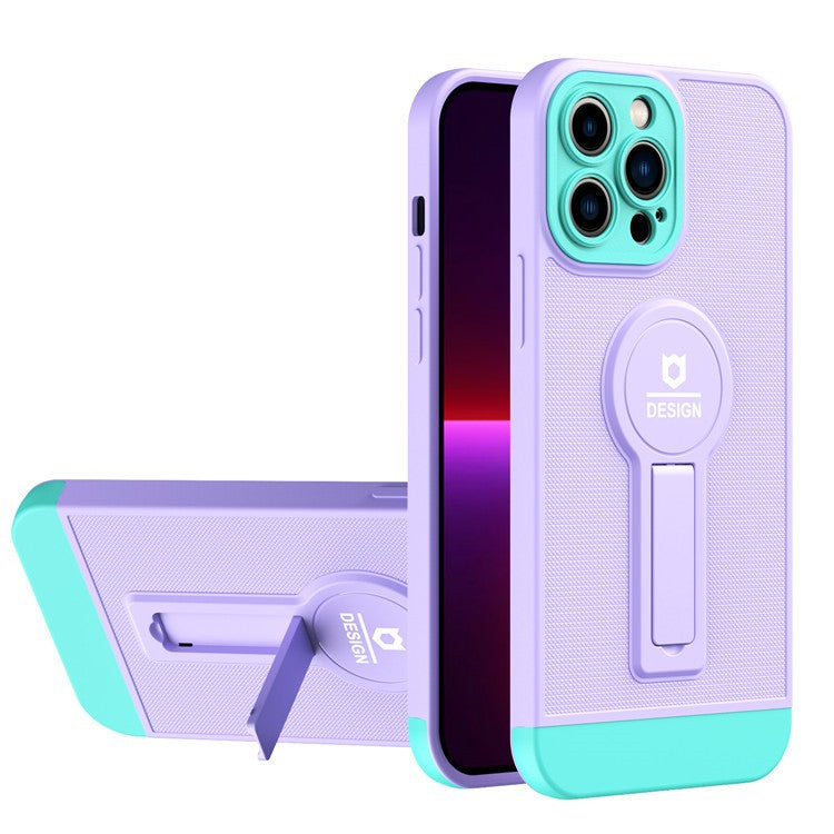 Husa Armor Design cu Stand pentru Apple iPhone 14 (6.1) Mov/Albastru, Suport Auto Magnetic, Protectie Antisoc, Kaveny