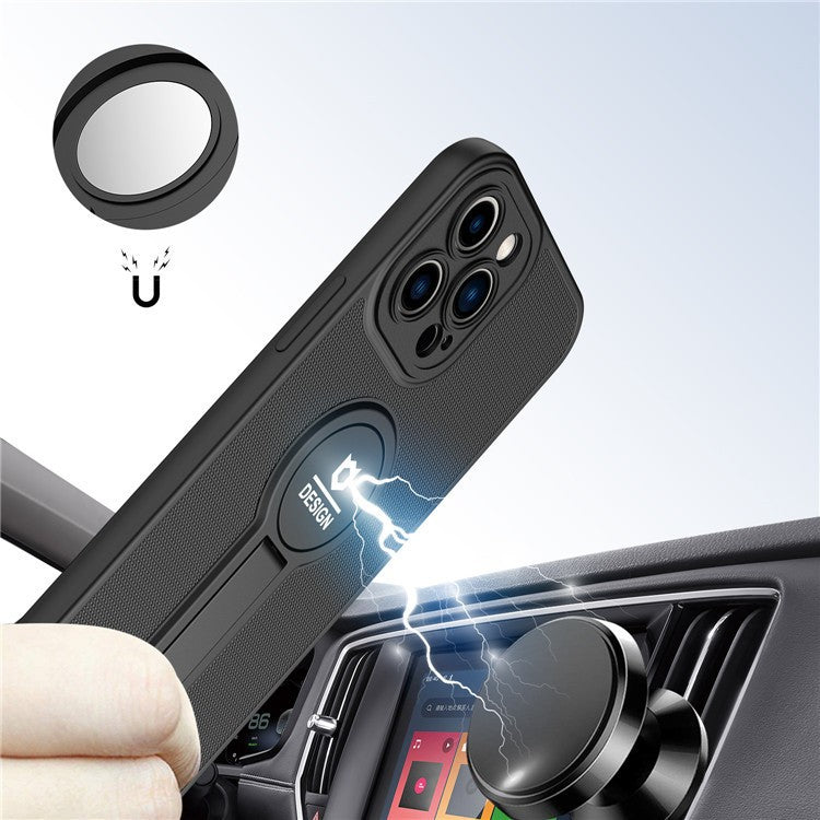 Husa Armor Design cu Stand pentru Apple iPhone 14 Plus (6.7) Negru, Suport Auto Magnetic, Protectie Antisoc, Kaveny
