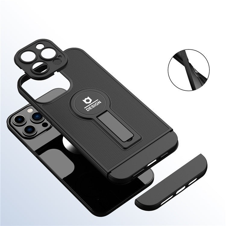 Husa Armor Design cu Stand pentru Apple iPhone 14 Plus (6.7) Negru, Suport Auto Magnetic, Protectie Antisoc, Kaveny