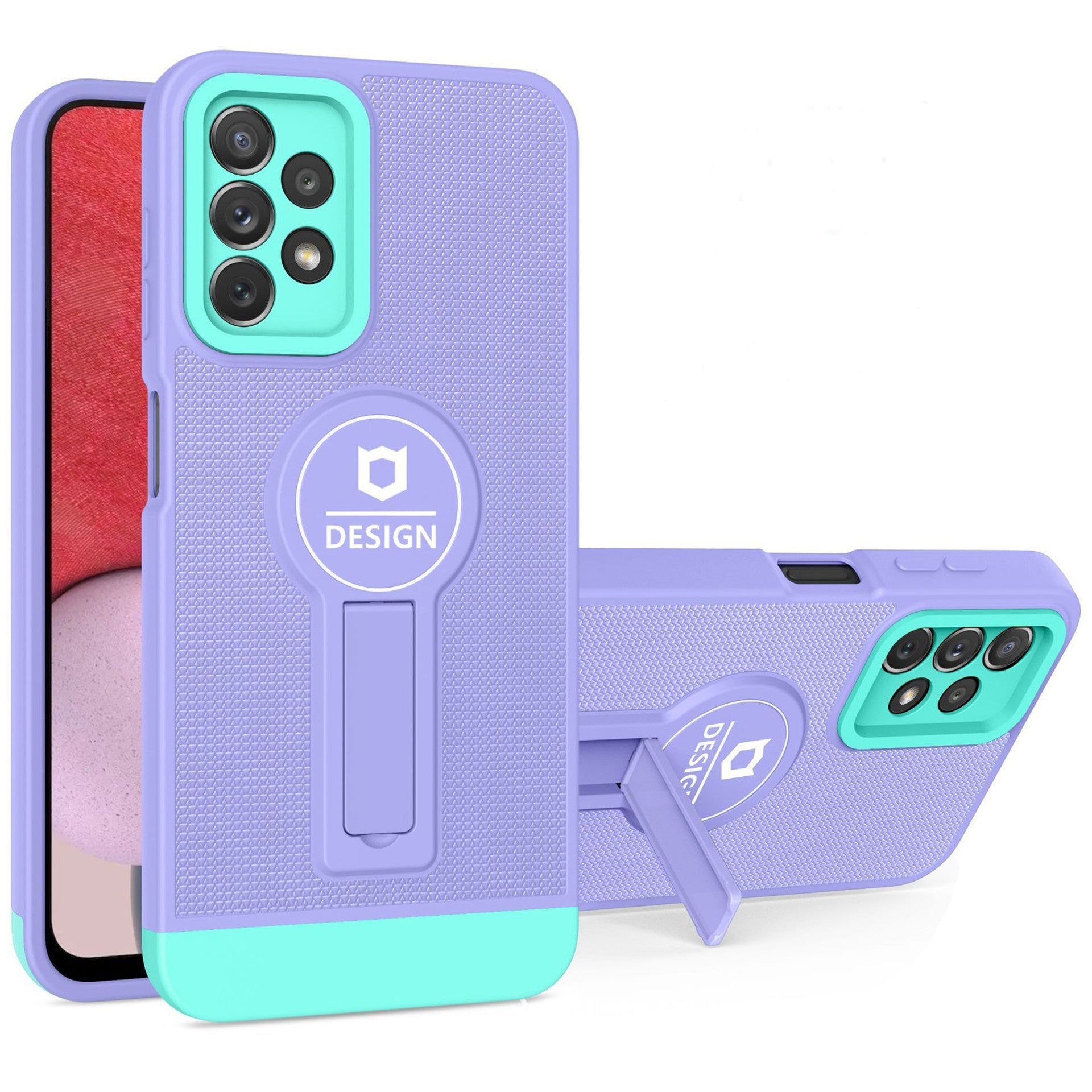 Husa Armor Design cu Stand pentru Samsung S22, Mov/Albastru, Suport Auto Magnetic, Wireless Charge, Protectie Antisoc, Kaveny