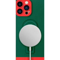 Husa Armor Design, Kaveny, pentru Apple iPhone 12, cu Stand, Suport Auto Magnetic, Wireless Charge, Verde/Rosu
