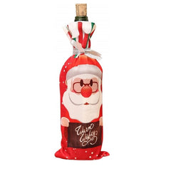 Husa Craciun pentru sticla de vin Kadeny, tema Mos Craciun, material textil, 34 cm, multicolor