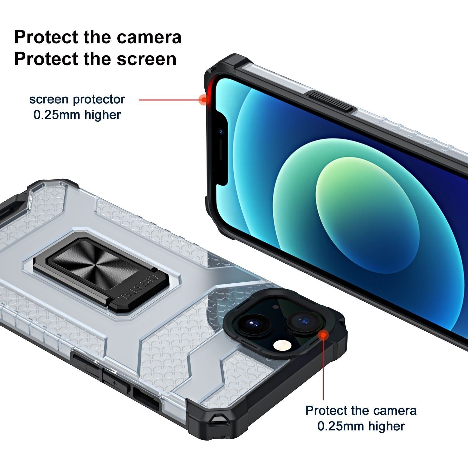 Husa de protectie Kaveny compatibila cu Apple iPhone 13 Acrylic Armor cu suport Negru