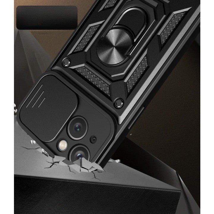 Husa de protectie Kaveny compatibila cu Apple iPhone 13 Defender Model 4 cu suport,Negru