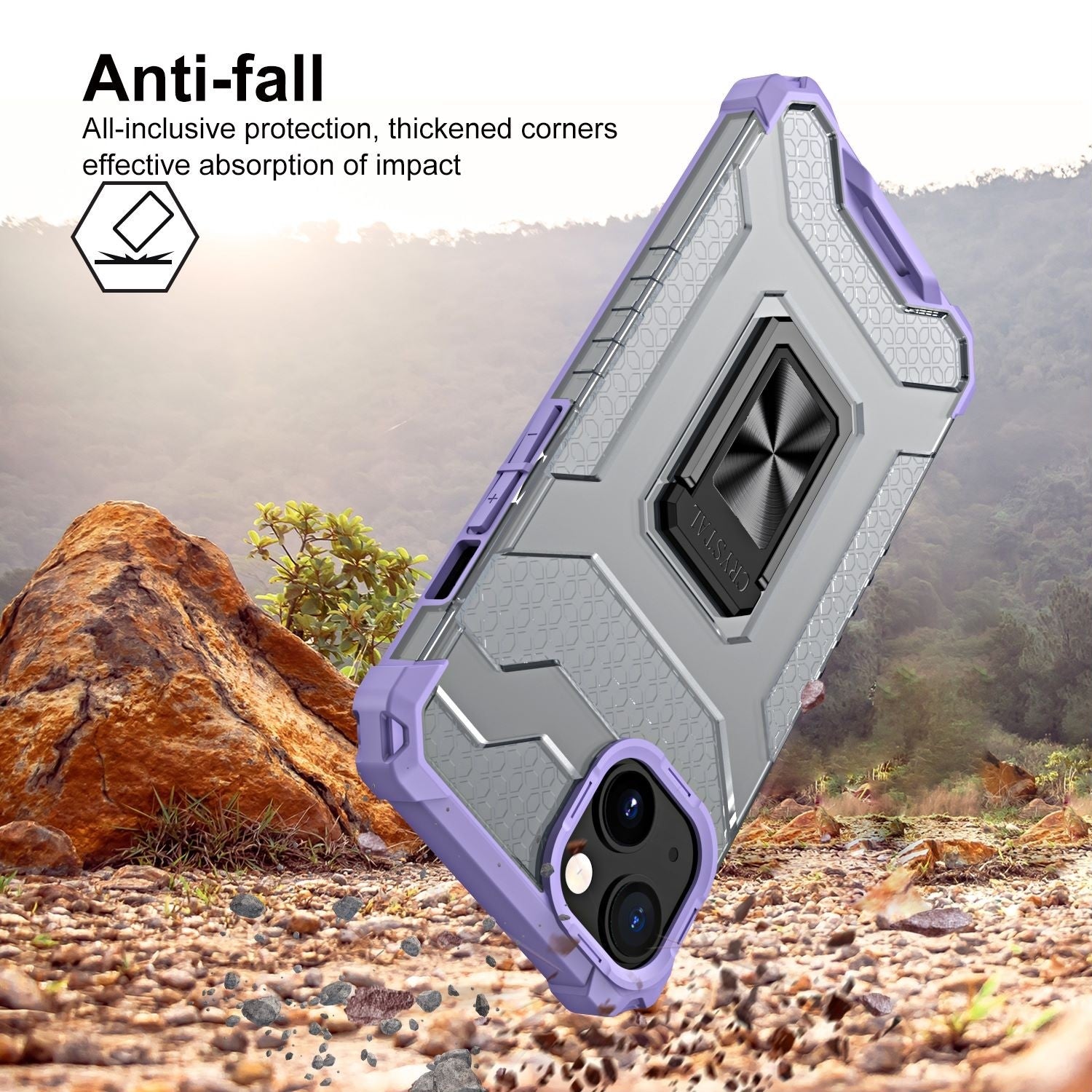 Husa de protectie Kaveny compatibila cu Apple iPhone 13 Mini Acrylic Armor cu suport Mov