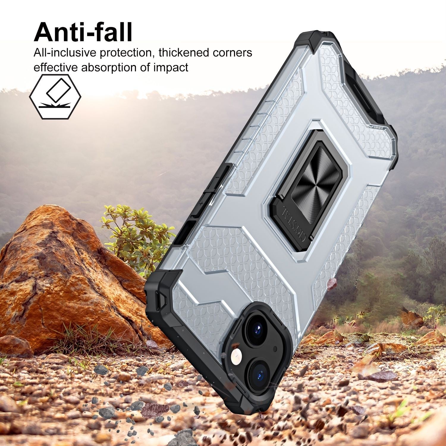 Husa de protectie Kaveny compatibila cu Apple iPhone 13 Mini Acrylic Armor cu suport Negru