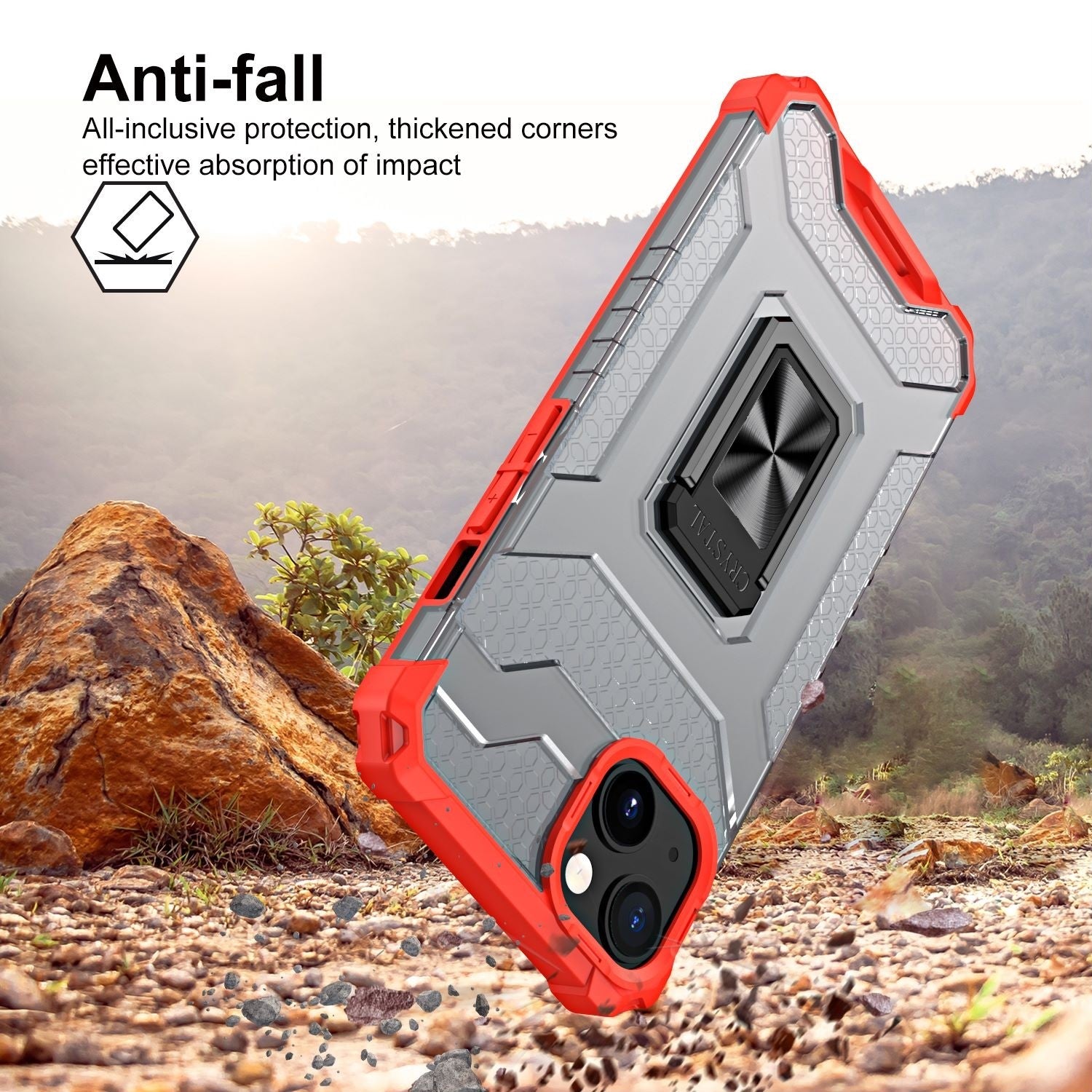 Husa de protectie Kaveny compatibila cu Apple iPhone 13 Mini Acrylic Armor cu suport Rosu