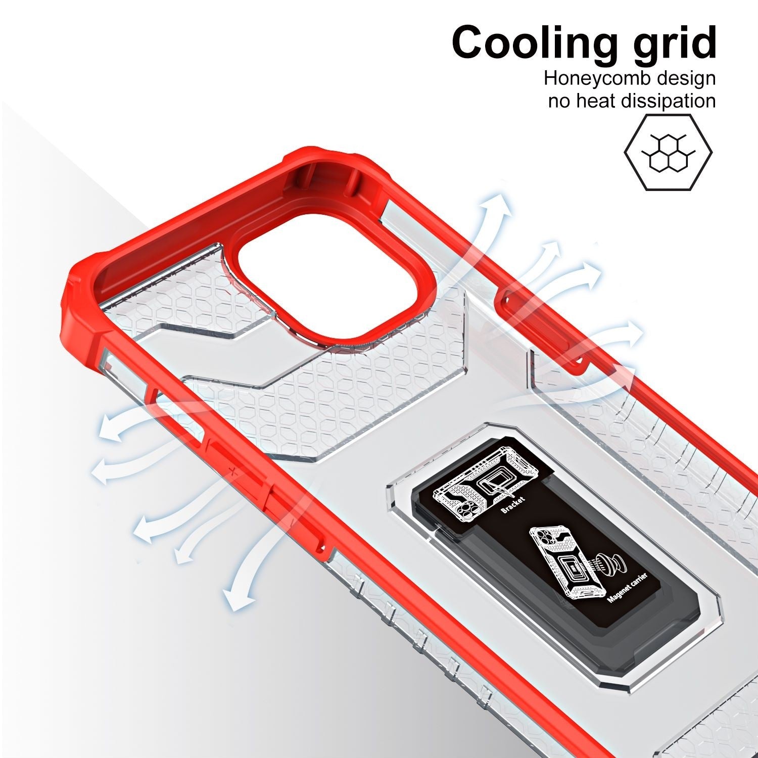 Husa de protectie Kaveny compatibila cu Apple iPhone 13 Mini Acrylic Armor cu suport Rosu