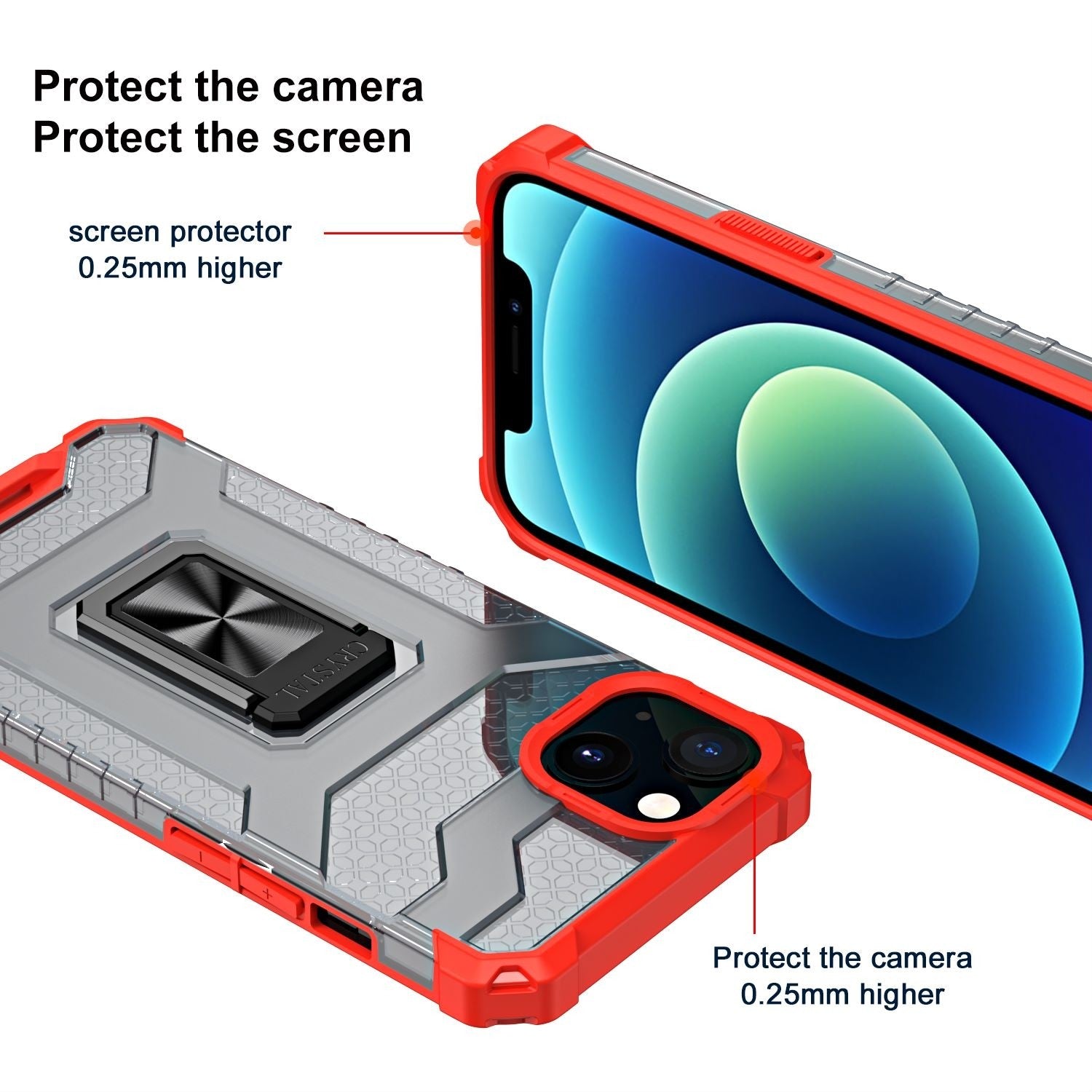 Husa de protectie Kaveny compatibila cu Apple iPhone 13 Mini Acrylic Armor cu suport Rosu