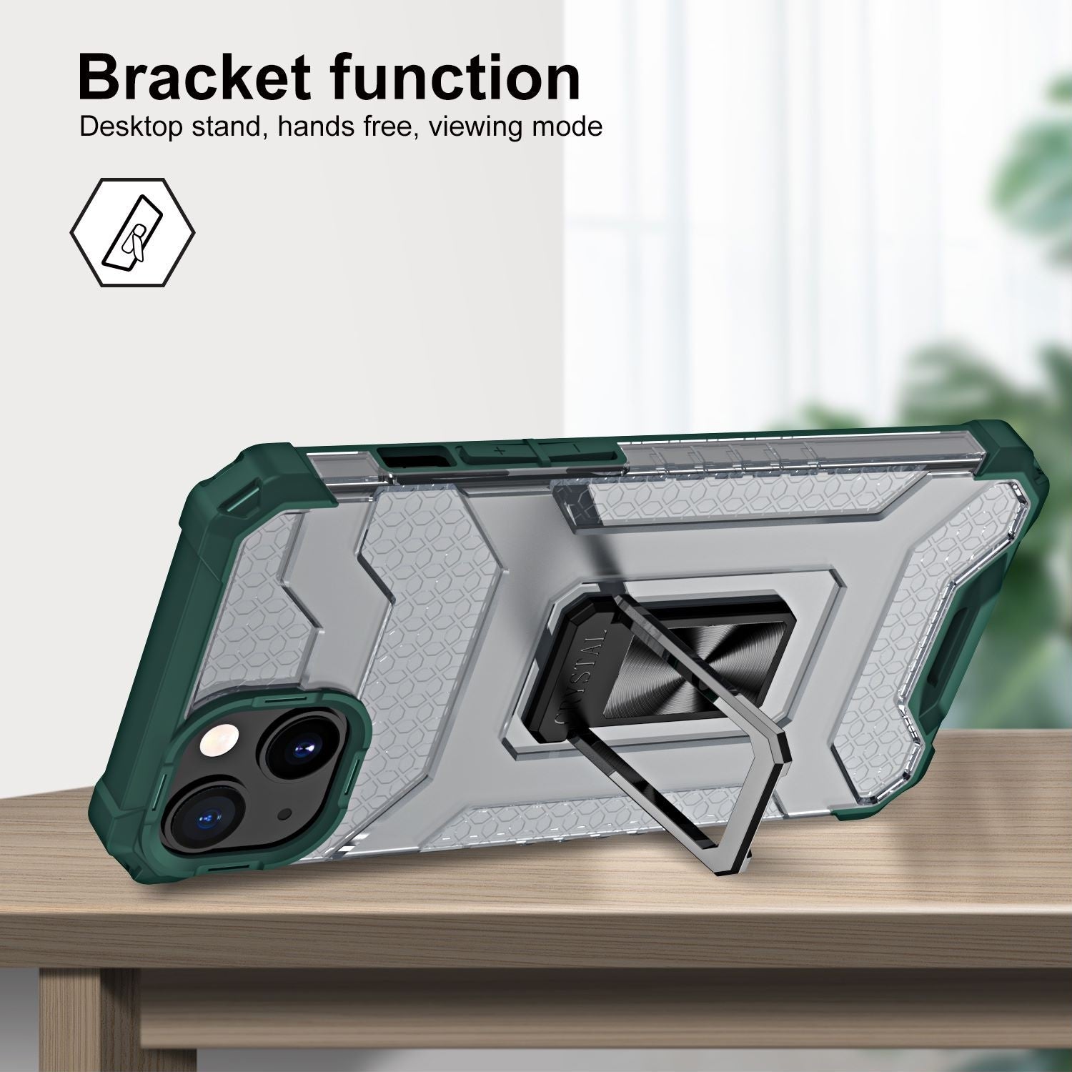 Husa de protectie Kaveny compatibila cu Apple iPhone 13 Mini Acrylic Armor cu suport Verde Inchis