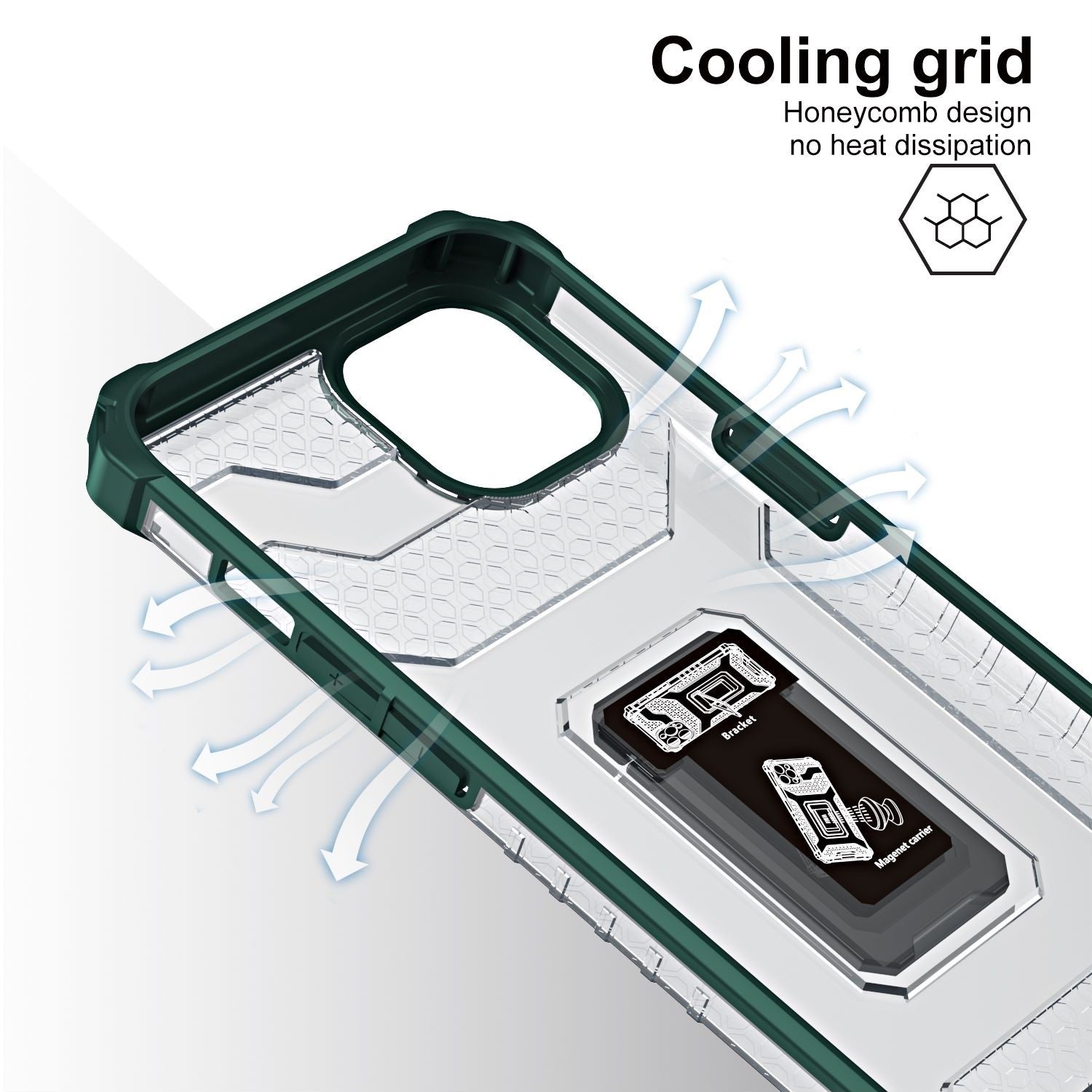 Husa de protectie Kaveny compatibila cu Apple iPhone 13 Mini Acrylic Armor cu suport Verde Inchis