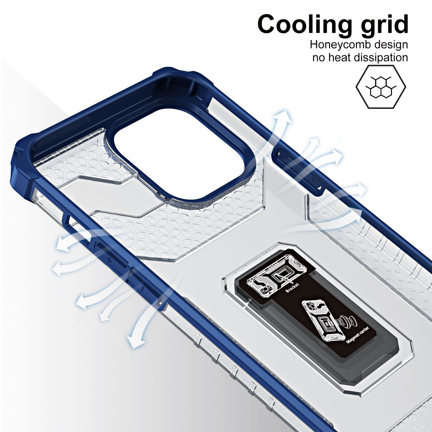 Husa de protectie Kaveny compatibila cu Apple iPhone 13 Pro Acrylic Armor cu suport Albastru