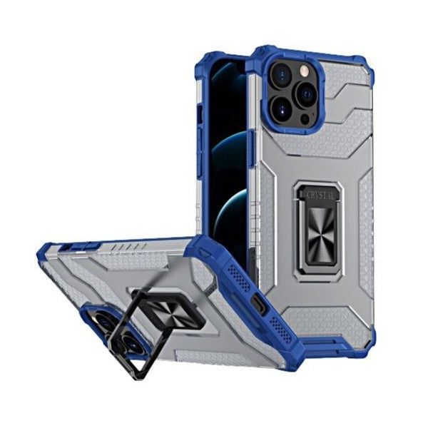 Husa de protectie Kaveny compatibila cu Apple iPhone 13 Pro Acrylic Armor cu suport Albastru