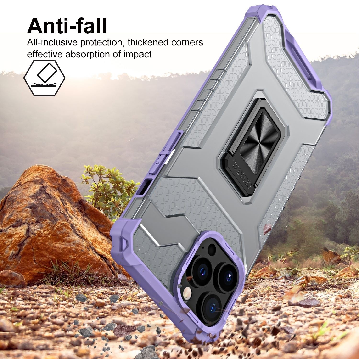 Husa de protectie Kaveny compatibila cu Apple iPhone 13 Pro Acrylic Armor cu suport Mov