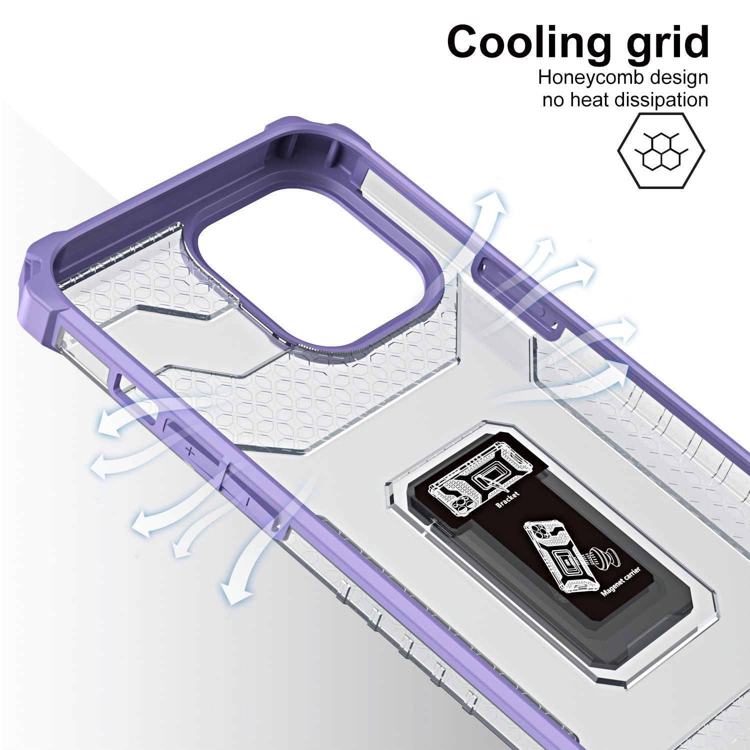 Husa de protectie Kaveny compatibila cu Apple iPhone 13 Pro Acrylic Armor cu suport Mov