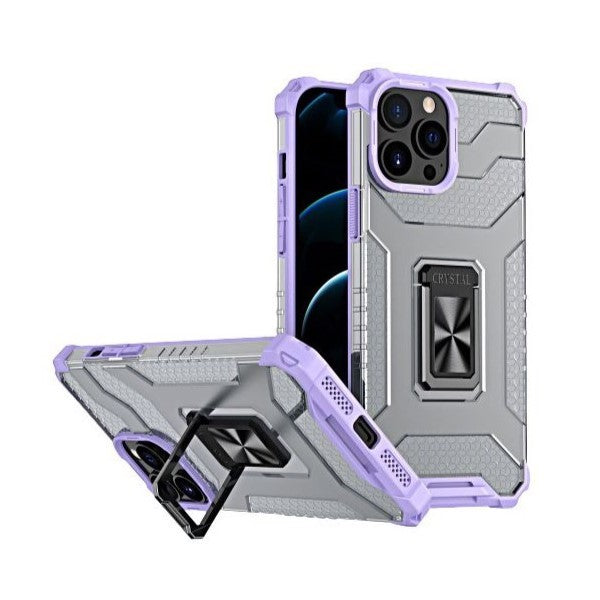 Husa de protectie Kaveny compatibila cu Apple iPhone 13 Pro Acrylic Armor cu suport Mov