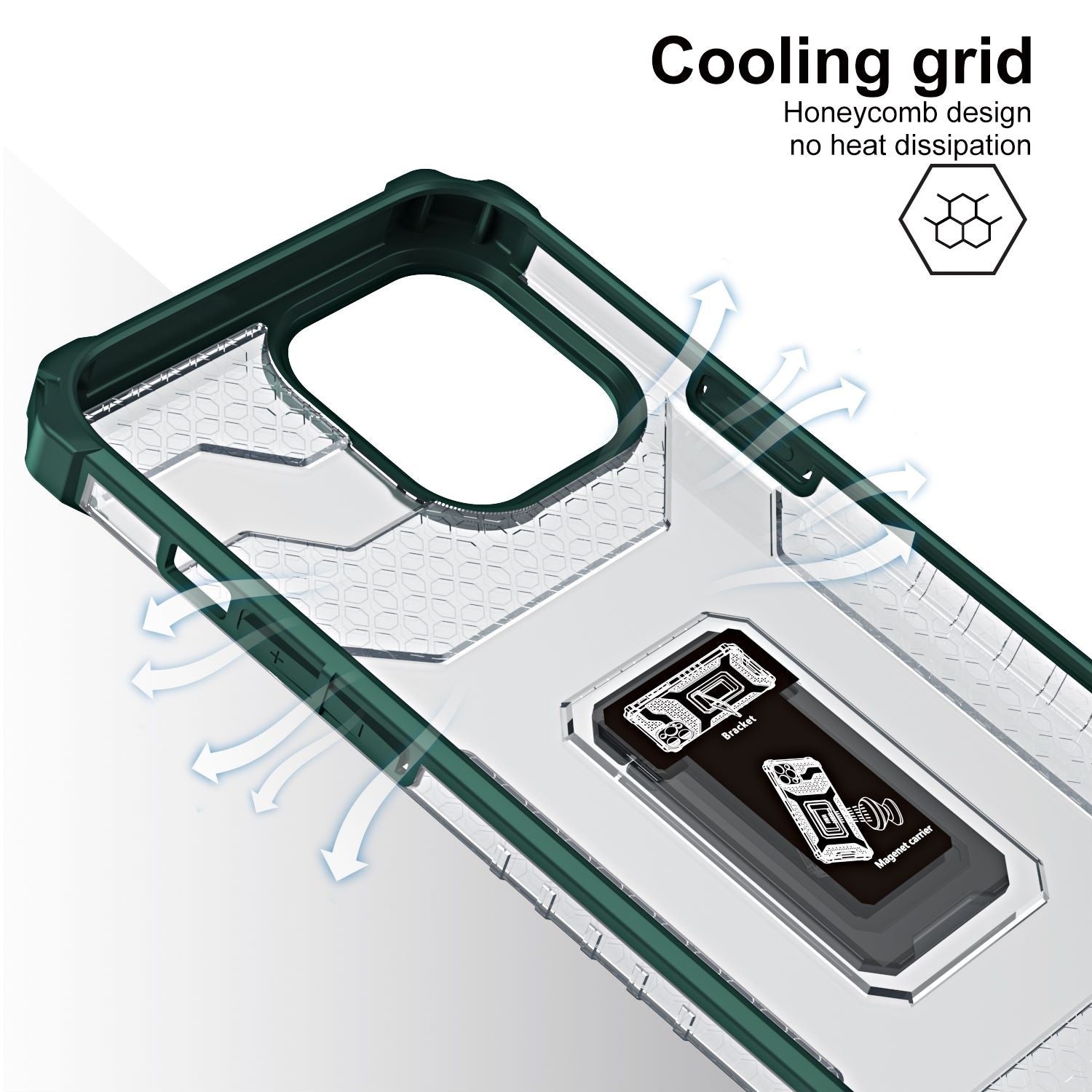 Husa de protectie Kaveny compatibila cu Apple iPhone 13 Pro Acrylic Armor cu suport Verde Inchis