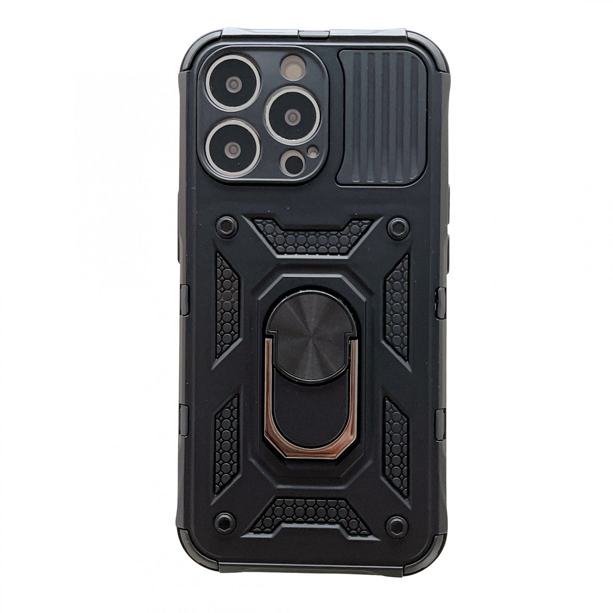 Husa de protectie, Kaveny, compatibila cu Apple iPhone 13 Pro Defender Model 4 cu suport,Negru