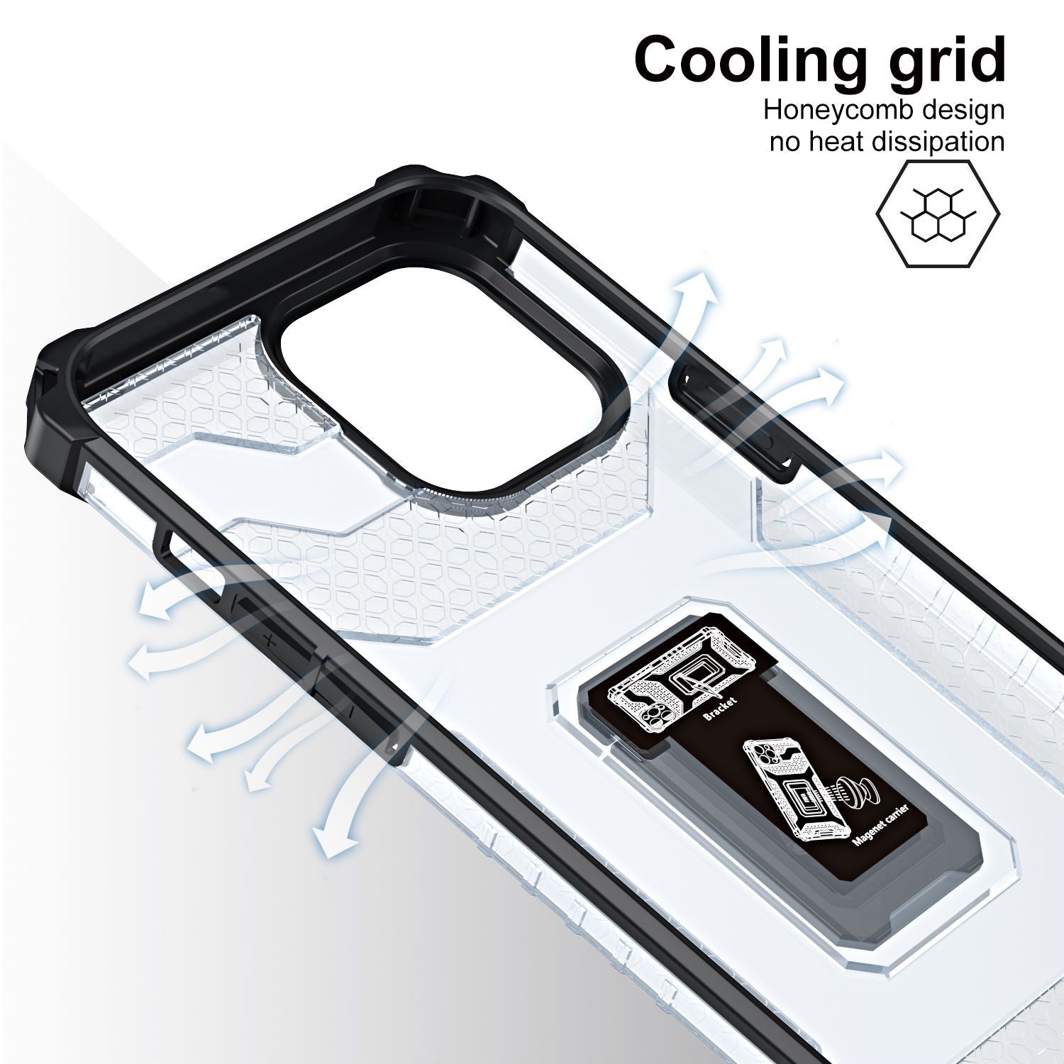 Husa de protectie Kaveny compatibila cu Apple iPhone 13 Pro Max Acrylic Armor cu suport Negru