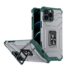 Husa de protectie Kaveny compatibila cu Apple iPhone 13 Pro Max Acrylic Armor cu suport Verde Inchis