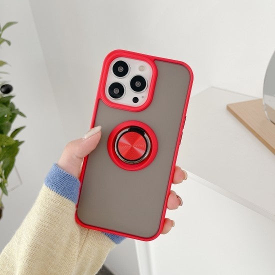 Husa de protectie Kaveny compatibila cu Apple iPhone 13 Pro Max,Defender cu prindere inel,Rosu