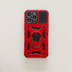 Husa de protectie, Kaveny, compatibila cu Apple iPhone 13 Pro Max Defender, Model 4 cu suport, Rosu