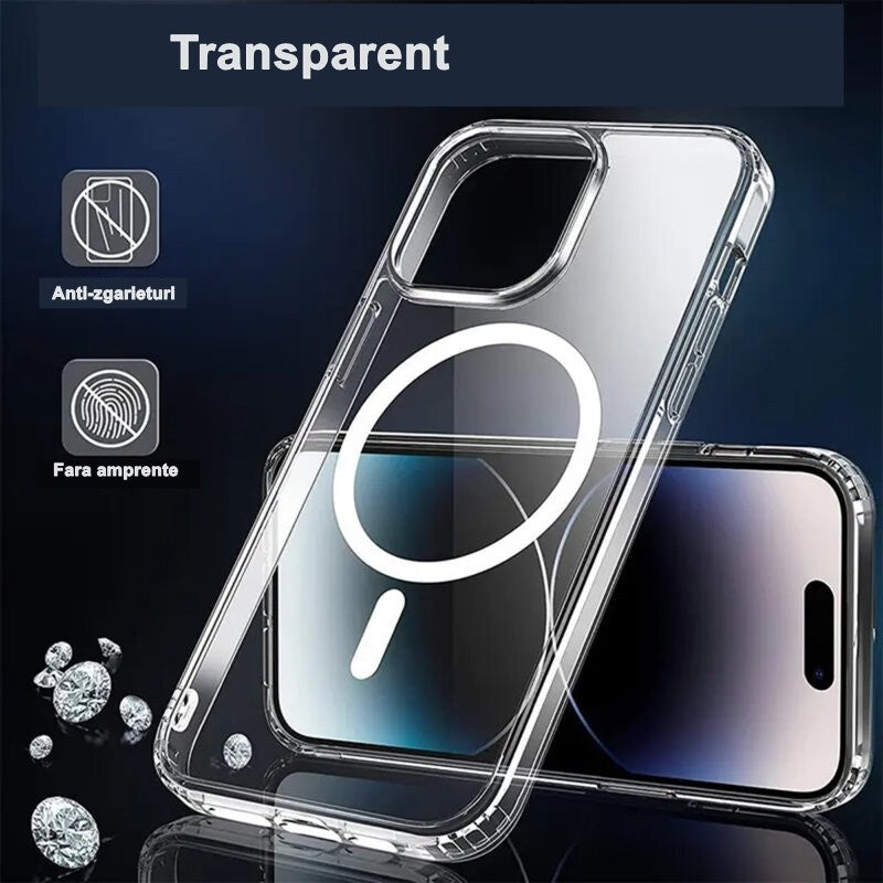 Husa de protectie Kaveny compatibila cu Apple iPhone 15, MagSafe Blister, gaura mare camera, transparenta