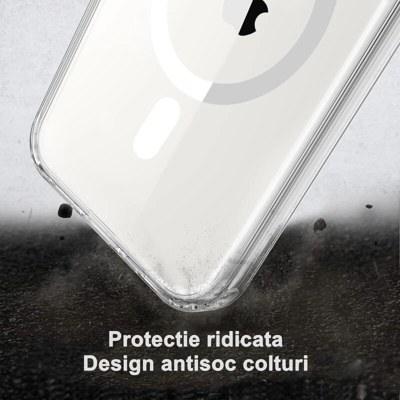 Husa de protectie Kaveny compatibila cu Apple iPhone 15 Pro, MagSafe Blister, gaura mare camera, transparenta